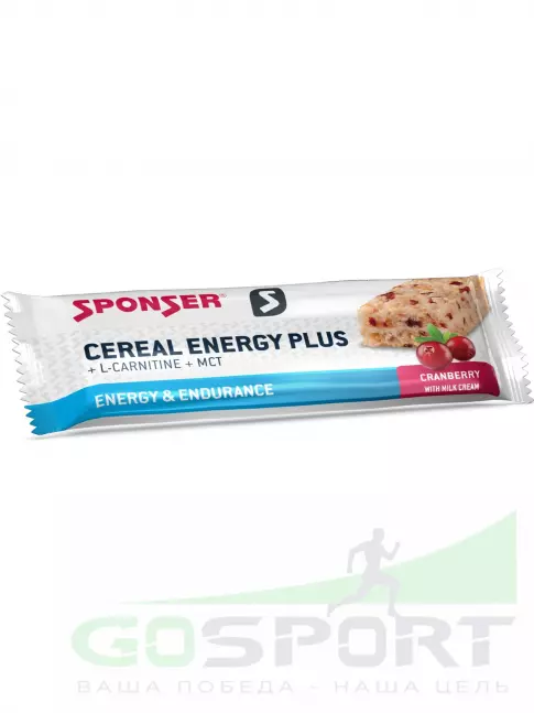 Энергетический батончик SPONSER CEREAL ENERGY PLUS 40 г, Клюква