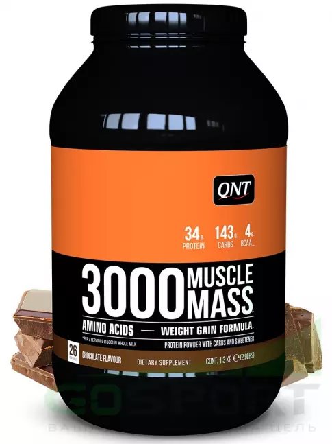 Гейнер QNT MUSCLE MASS 3000 1300 г, Шоколад Гейнер QNT MUSCLE MASS 3000 1300 г, Шоколад
