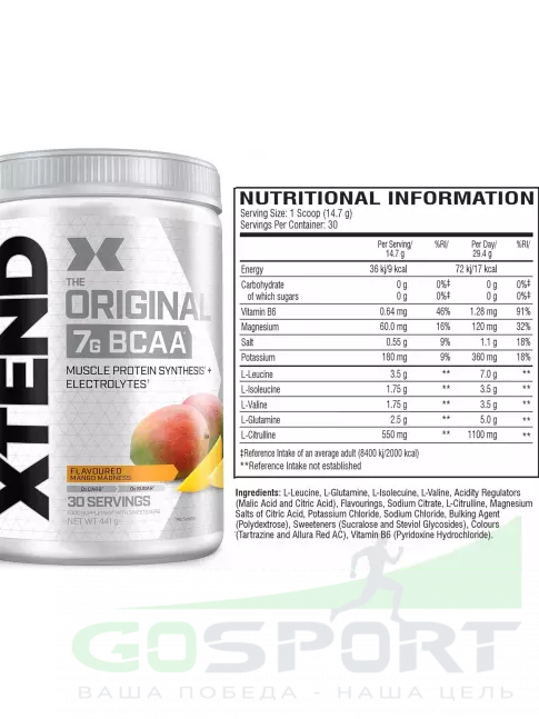 BCAA Xtend Xtend Original 2:1:1 398-431 г, Манговое безумие BCAA Xtend Xtend Original 2:1:1 398-431 г, Манговое безумие