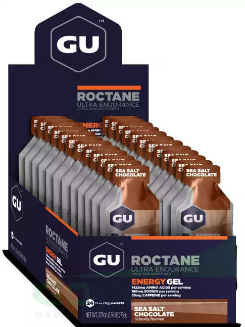 Гель питьевой GU Energy Labs GU ROCTANE Energy Gel 35mg caffeine 24 x 32 г, Шоколад-Морская соль