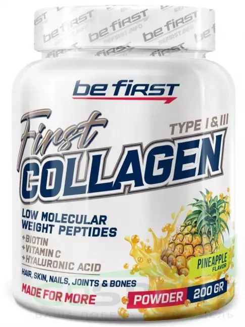 Коллаген гидролизованный Be First First Collagen 5300 mg + biotin + hyaluronic acid + vitamin C 200 г, Ананас