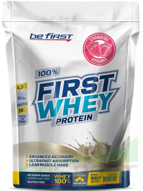Сывороточный протеин Be First First Whey protein (сывороточный протеин) 900 г + шейкер, Клубника Сывороточный протеин Be First First Whey protein (сывороточный протеин) 900 г + шейкер, Клубника