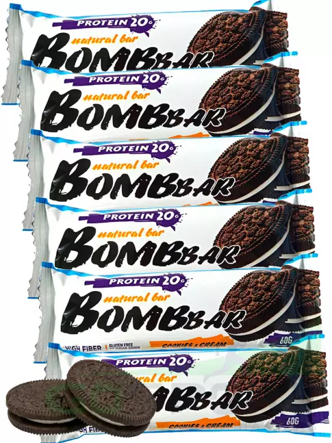 Протеиновый батончик BombBar Protein Bar 6 x 60 г, Печенье с кремом Протеиновый батончик BombBar Protein Bar 6 x 60 г, Печенье с кремом