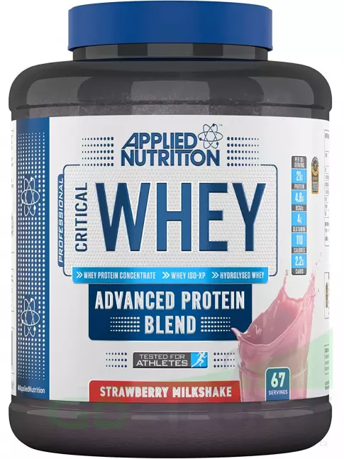 Сывороточный протеин APPLIED NUTRITION CRITICAL Whey 2000 г, Клубничный молочный коктейль Сывороточный протеин APPLIED NUTRITION CRITICAL Whey 2000 г, Клубничный молочный коктейль
