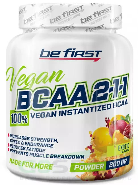 BCAA Be First BCAA 2:1:1 Vegan powder 200 г, Экзотик BCAA Be First BCAA 2:1:1 Vegan powder 200 г, Экзотик