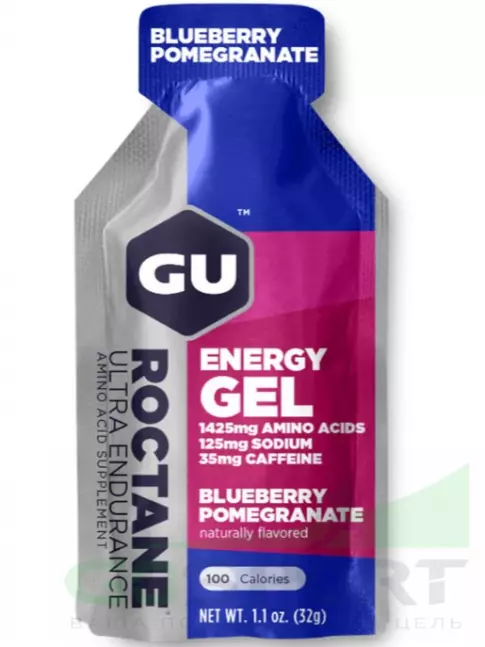 Гель питьевой GU Energy Labs GU ROCTANE Energy Gel 35mg caffeine 3 x 32 г, Черника-Гранат Гель питьевой GU Energy Labs GU ROCTANE Energy Gel 35mg caffeine 3 x 32 г, Черника-Гранат