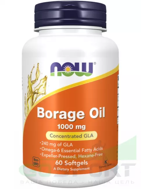 Омега-3 NOW Foods Borage Oil 1000 mg 60 гелевых капсул Омега-3 NOW Foods Borage Oil 1000 mg 60 гелевых капсул