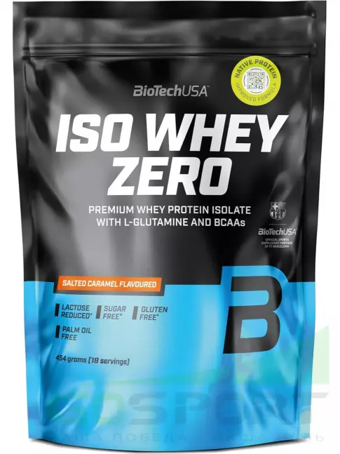 Изолят протеина BioTechUSA Iso Whey Zero 454 г, Соленая карамель Изолят протеина BioTechUSA Iso Whey Zero 454 г, Соленая карамель