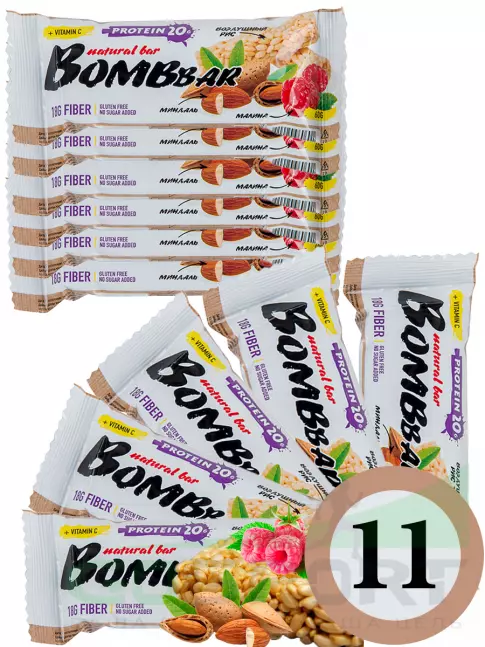 Протеиновый батончик BombBar Protein Bar 11 x 60 г, Рисовый Протеиновый батончик BombBar Protein Bar 11 x 60 г, Рисовый