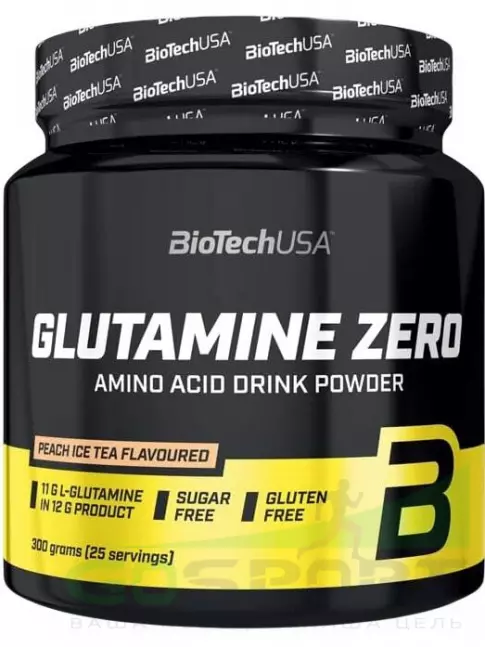 L-Глютамин BioTechUSA Glutamine Zero 11000 mg 300 г, Персиковый холодный чай