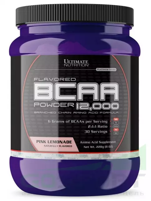 BCAA Ultimate Nutrition BCAA 12000 Powder 228 г, Розовый лимонад BCAA Ultimate Nutrition BCAA 12000 Powder 228 г, Розовый лимонад