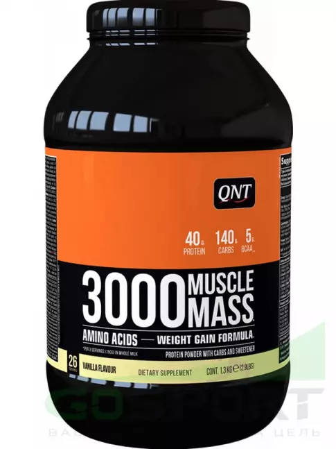 Гейнер QNT MUSCLE MASS 3000 1300 г, Ваниль Гейнер QNT MUSCLE MASS 3000 1300 г, Ваниль