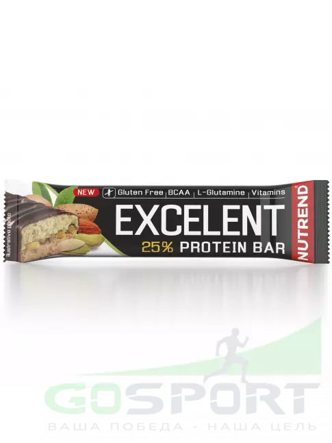 Протеиновый батончик NUTREND Excelent Protein Bar 85 г, Миндаль - Фисташки Протеиновый батончик NUTREND Excelent Protein Bar 85 г, Миндаль - Фисташки