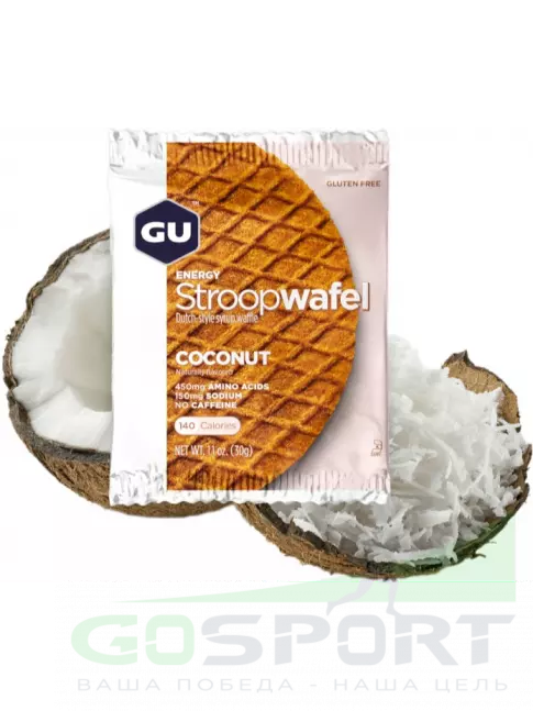 Энергетический батончик GU Energy Labs GU ENERGY STROOPWAFEL no caffeine 6 x 32 г, Кокос