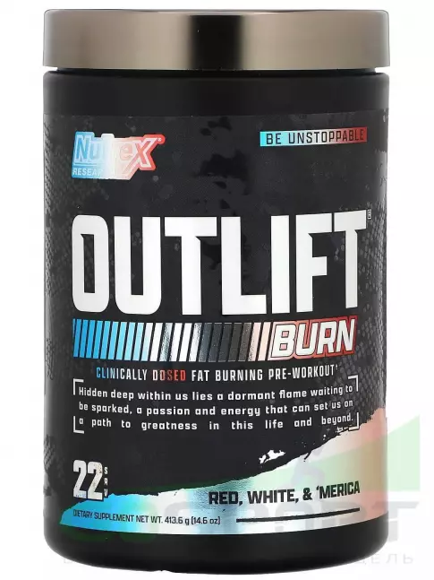 Предтреник в таблетках Nutrex Outlift Burn 413 г, Red White Merica Предтреник в таблетках Nutrex Outlift Burn 413 г, Red White Merica