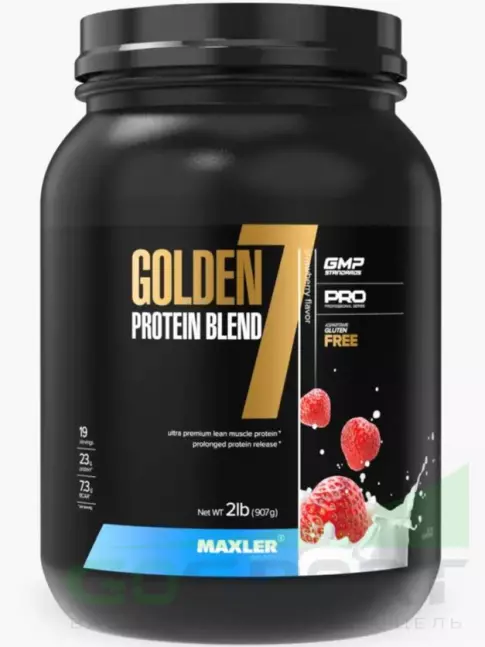 Комплексный протеин MAXLER Golden 7 Protein Blend 907 г, Клубника Комплексный протеин MAXLER Golden 7 Protein Blend 907 г, Клубника