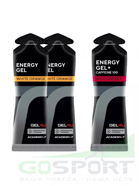 Гель питьевой GEL4U Energy Gel MIX 3 x 60 г, Апельсин, Вишня