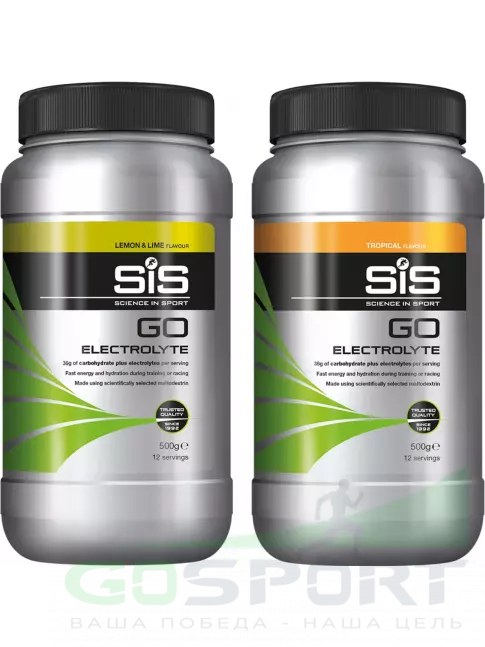 Изотоник SCIENCE IN SPORT (SiS) GO Electrolyte Powder 2 x 500 г, Лимон-лайм, Тропические фрукты Изотоник SCIENCE IN SPORT (SiS) GO Electrolyte Powder 2 x 500 г, Лимон-лайм, Тропические фрукты