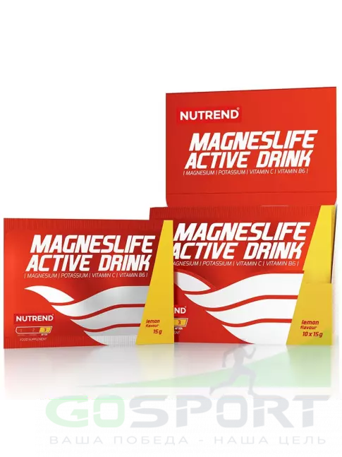 Магний NUTREND MagnesLife Active Drink 10 x 15 г, Лимон Магний NUTREND MagnesLife Active Drink 10 x 15 г, Лимон