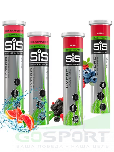 Изотоник SCIENCE IN SPORT (SiS) GO Hydro Tablet 20s 4 x 20 таблеток, Розовый грейпфрут, Ягоды Изотоник SCIENCE IN SPORT (SiS) GO Hydro Tablet 20s 4 x 20 таблеток, Розовый грейпфрут, Ягоды