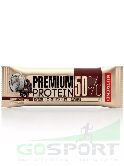 Протеиновый батончик NUTREND Premium Protein 50 Bar 50 г, Кремовое печенье Протеиновый батончик NUTREND Premium Protein 50 Bar 50 г, Кремовое печенье
