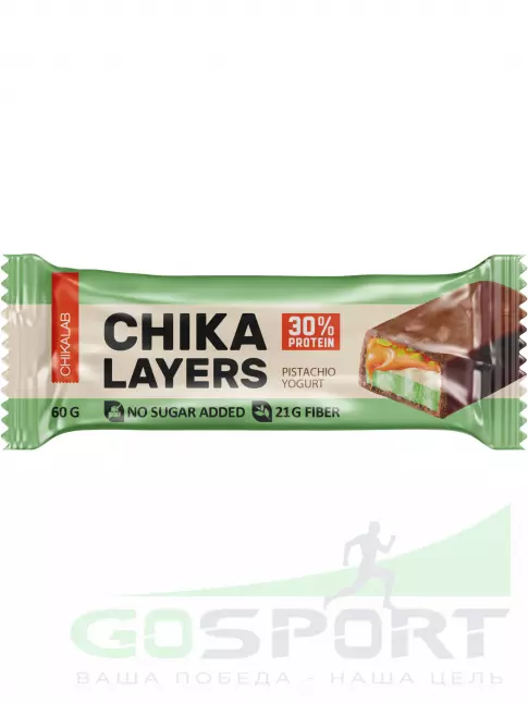 Протеиновый батончик Chikalab Chika Layers 60 г, Фисташковый йогурт Протеиновый батончик Chikalab Chika Layers 60 г, Фисташковый йогурт