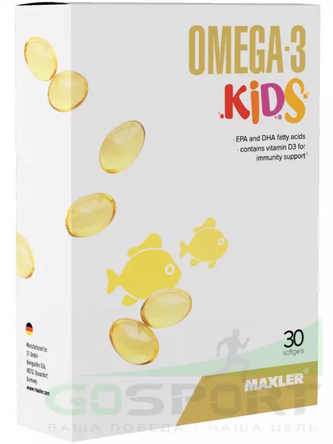 Витамины для детей MAXLER Omega-3 260 mg Kids 30 гелевых капсул Витамины для детей MAXLER Omega-3 260 mg Kids 30 гелевых капсул