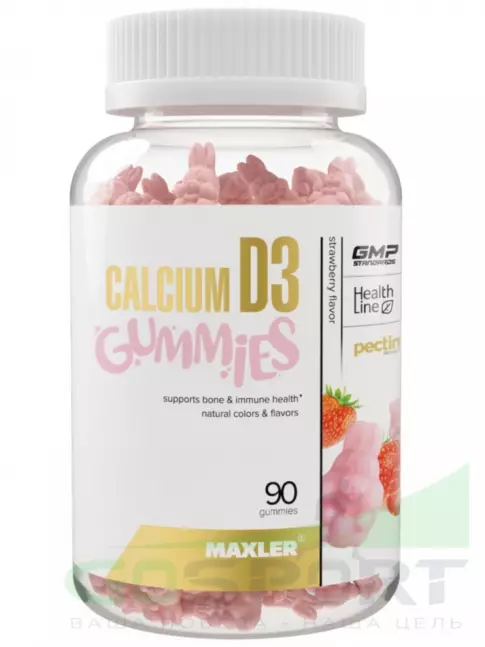 Кальций MAXLER Calcium D3 Gummies 90 мармеладных пастилок, Клубника Кальций MAXLER Calcium D3 Gummies 90 мармеладных пастилок, Клубника