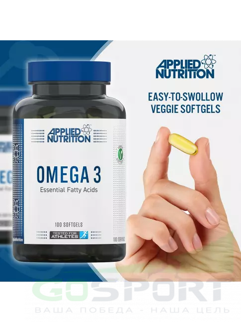 Омега-3 APPLIED NUTRITION Omega 3 Fish Oil 1000mg 100 мягких капсул Омега-3 APPLIED NUTRITION Omega 3 Fish Oil 1000mg 100 мягких капсул