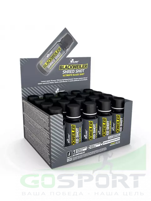 Предтреник жидкий OLIMP BlackWeiler Shred Shot 60 мл x 20 шотов, Лимон Предтреник жидкий OLIMP BlackWeiler Shred Shot 60 мл x 20 шотов, Лимон