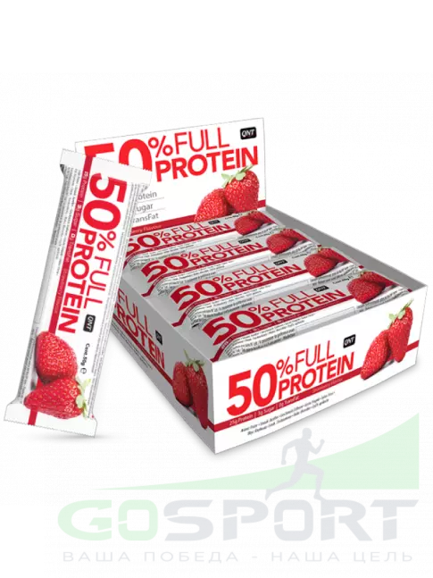 Протеиновый батончик QNT 50% FULL PROTEIN BAR 12 x 50 г, Клубника Протеиновый батончик QNT 50% FULL PROTEIN BAR 12 x 50 г, Клубника
