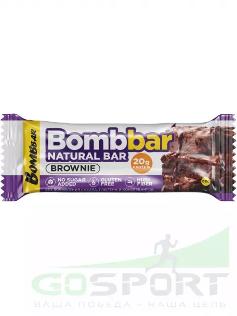 Протеиновый батончик BombBar Протеиновый батончик Natural Bar 20 x 60 г, Брауни Протеиновый батончик BombBar Протеиновый батончик Natural Bar 20 x 60 г, Брауни