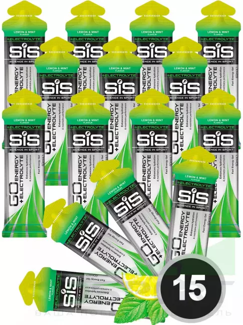 Гель питьевой SCIENCE IN SPORT (SiS) Go Energy + Electrolyte Gels 15 x 60 мл, Лимон-Мята Гель питьевой SCIENCE IN SPORT (SiS) Go Energy + Electrolyte Gels 15 x 60 мл, Лимон-Мята
