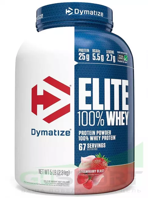 Сывороточный протеин Dymatize Elite Whey 100% 2300 г, Клубничный взрыв Сывороточный протеин Dymatize Elite Whey 100% 2300 г, Клубничный взрыв