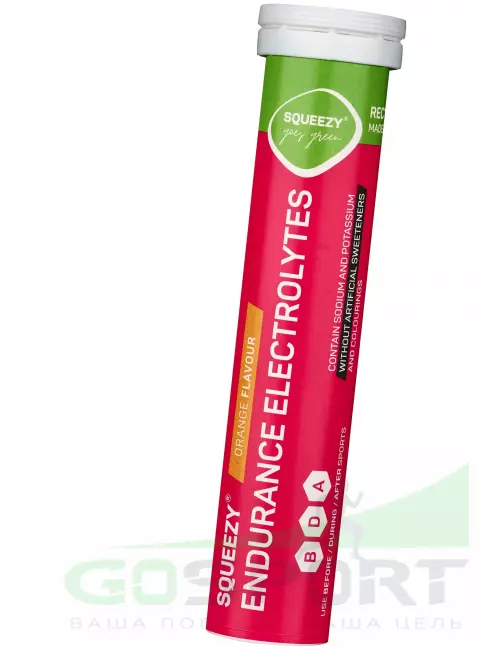 Электролиты в шипучках SQUEEZY Endurance electrolytes 20 таблеток, Апельсин Электролиты в шипучках SQUEEZY Endurance electrolytes 20 таблеток, Апельсин