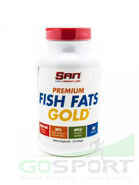 Омега-3 SAN Premium Fish Fats Gold 120 капсул Омега-3 SAN Premium Fish Fats Gold 120 капсул