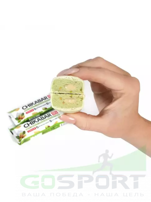 Протеиновый батончик Chikalab Chikabar 4 x 60 г, Фисташковый крем Протеиновый батончик Chikalab Chikabar 4 x 60 г, Фисташковый крем