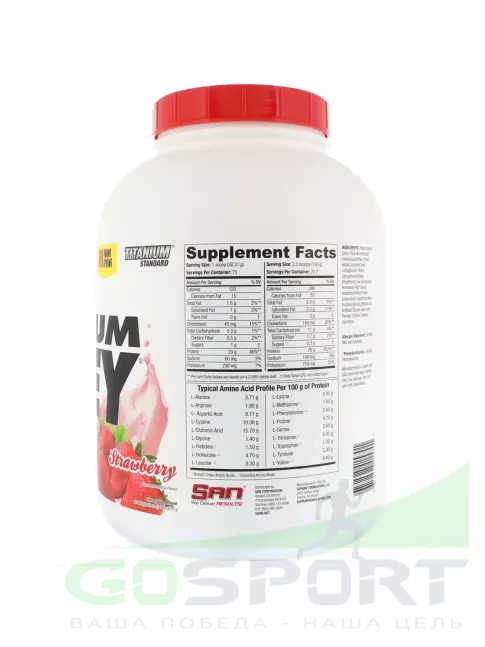 Сывороточный протеин SAN 100% Pure Titanium Whey 2240 г, Клубника Сывороточный протеин SAN 100% Pure Titanium Whey 2240 г, Клубника