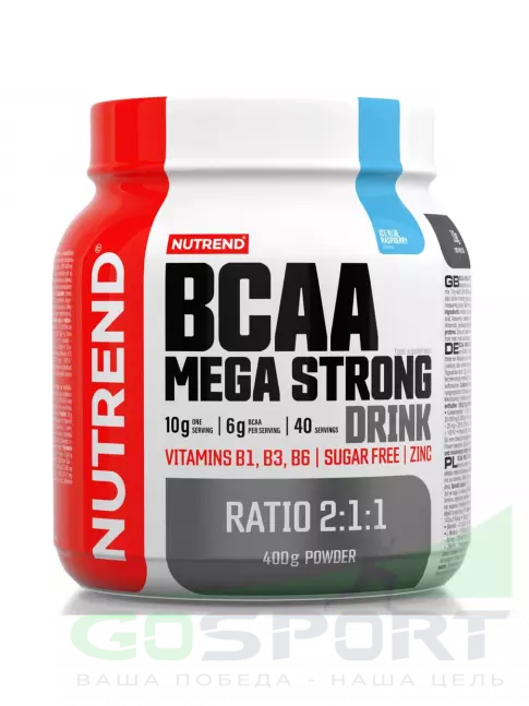 BCAA NUTREND BCAA Mega Strong Drink 400 г, Голубая малина BCAA NUTREND BCAA Mega Strong Drink 400 г, Голубая малина