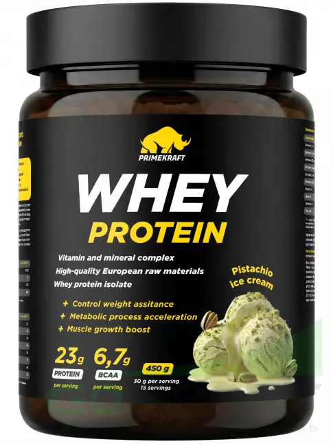 Сывороточный протеин PRIMEKRAFT Whey Protein 450 г, Фисташковое мороженое Сывороточный протеин PRIMEKRAFT Whey Protein 450 г, Фисташковое мороженое