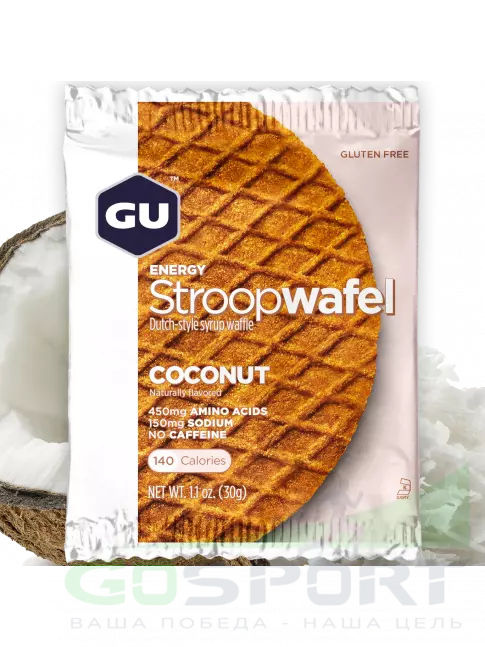 Энергетический батончик GU Energy Labs GU ENERGY STROOPWAFEL no caffeine 32 г, Кокос