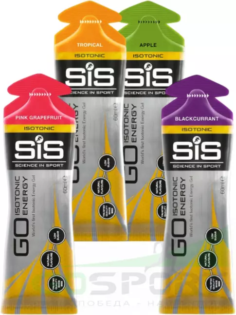 Гель питьевой SCIENCE IN SPORT (SiS) GO Isotonic Energy Gels 4 x 60 мл, Микс №8