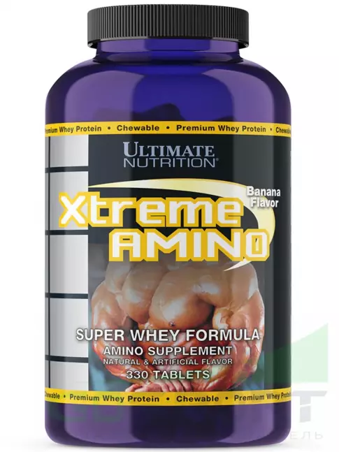 Аминокислоты Ultimate Nutrition Xtreme Amino Super 330 жевательных таблеток, Банан Аминокислоты Ultimate Nutrition Xtreme Amino Super 330 жевательных таблеток, Банан