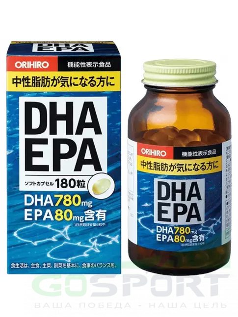 Омега-3 Orihiro ДГК (DHA) И ЭПК (EPA) c витамином Е 180 капсул Омега-3 Orihiro ДГК (DHA) И ЭПК (EPA) c витамином Е 180 капсул