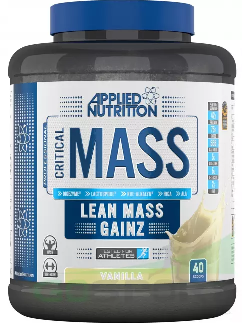 Гейнер APPLIED NUTRITION CRITICAL MASS 2400 г, Ваниль Гейнер APPLIED NUTRITION CRITICAL MASS 2400 г, Ваниль