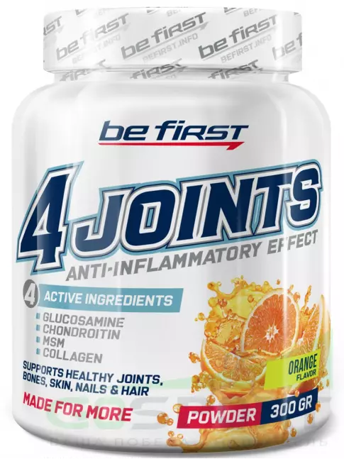 Комплекс хондропротекторов Be First 4joints Powder 300 г, Апельсин Комплекс хондропротекторов Be First 4joints Powder 300 г, Апельсин
