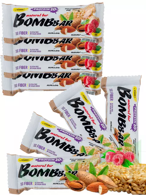 Протеиновый батончик BombBar Протеиновый батончик Natural Bar 8 x 60 г, Рисовый Протеиновый батончик BombBar Протеиновый батончик Natural Bar 8 x 60 г, Рисовый