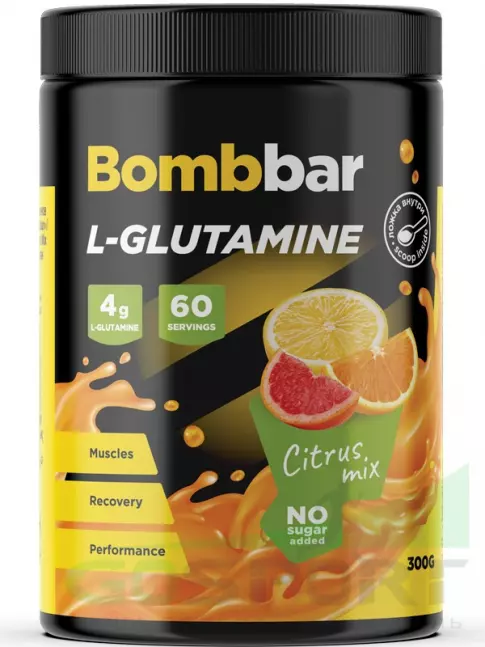 L-Глютамин BombBar L-Glutamine 4167 mg 300 г, Цитрусовый микс