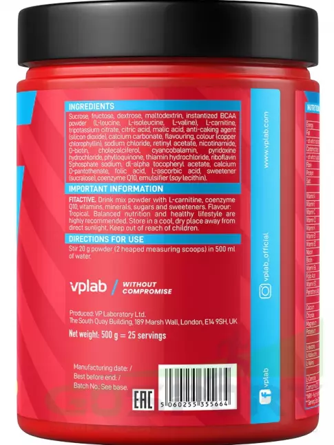Изотоник VP Laboratory FITACTIVE ISOTONIC DRINK 500 г, Тропические фрукты Изотоник VP Laboratory FITACTIVE ISOTONIC DRINK 500 г, Тропические фрукты