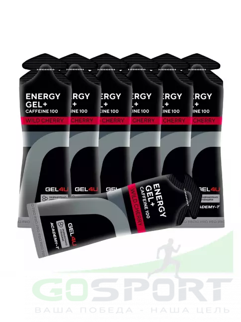 Гель питьевой GEL4U Energy GEL + Caffeine 100 7 x 60 г, Вишня Гель питьевой GEL4U Energy GEL + Caffeine 100 7 x 60 г, Вишня